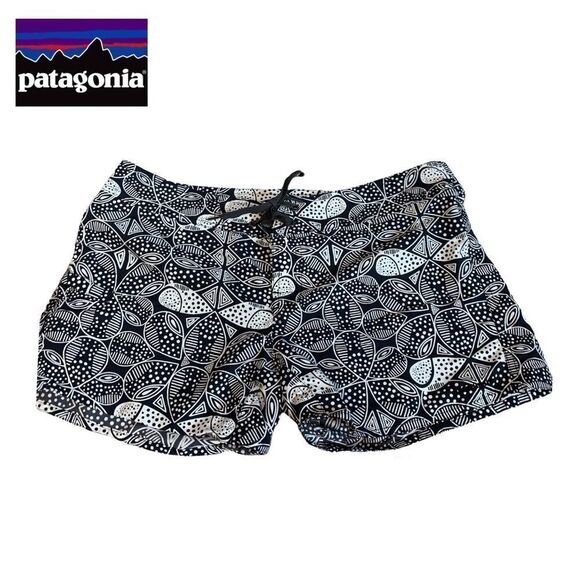 PATAGONIA Women's Black And white 100% Nylon Mid Rise Shorts Sz 8 One Poket - Picture 7 of 7